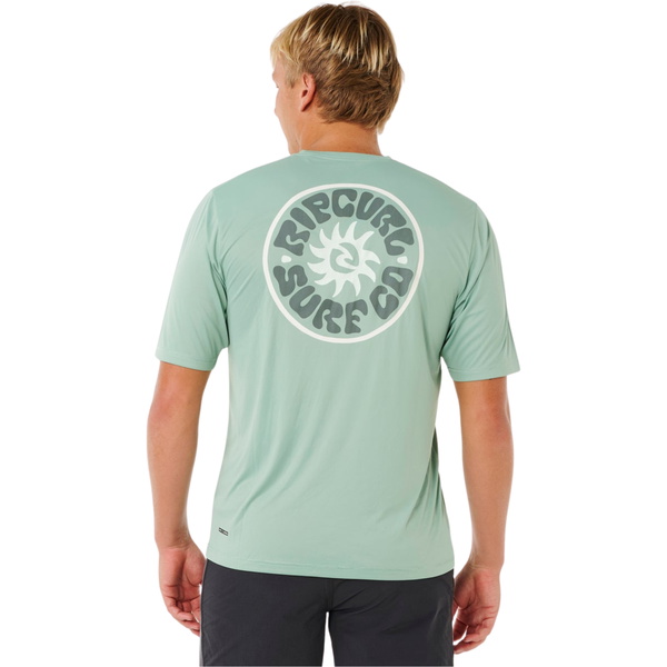 2026 Rip Curl Mens Pacific Rinse Surflite UPF Short Sleeve Rash Vest 16ZMRV - Aloe